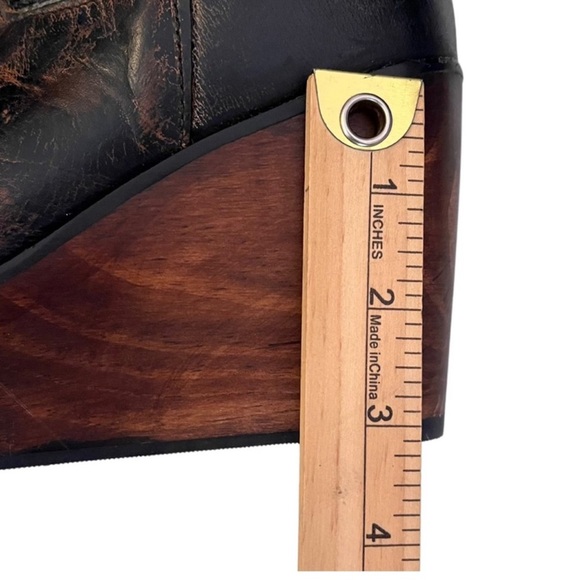 BED STU Bruges Distressed Leather Wooden Wedge Heel Boots Women’s 7.5 Knit Upper - Picture 10 of 11